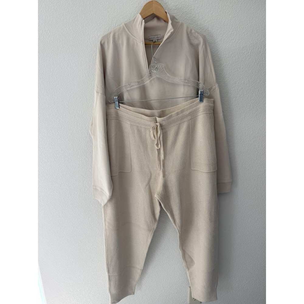 Barefoot Dreams New 1/4 Zip Set 2X Beige Lounge Cozy
